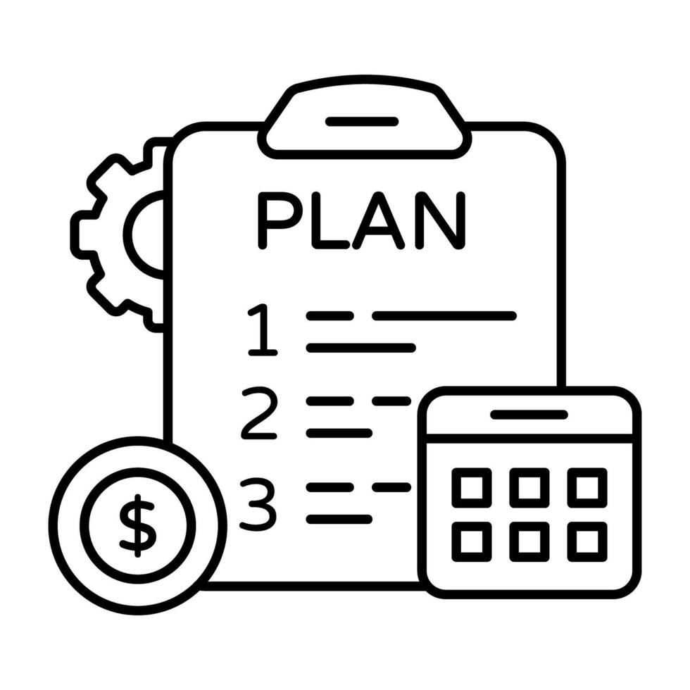 un línea diseño icono de pago plan vector