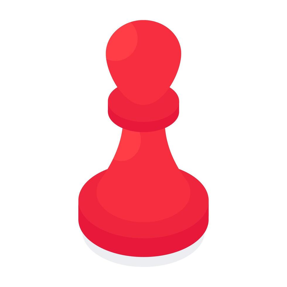 Strategy game icon, isometric design of chess pawn vector