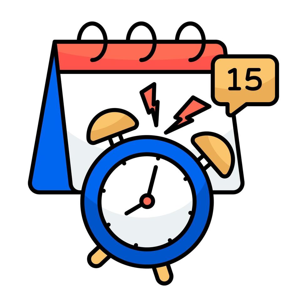 Stopwatch with calendar, icon of timetable vector