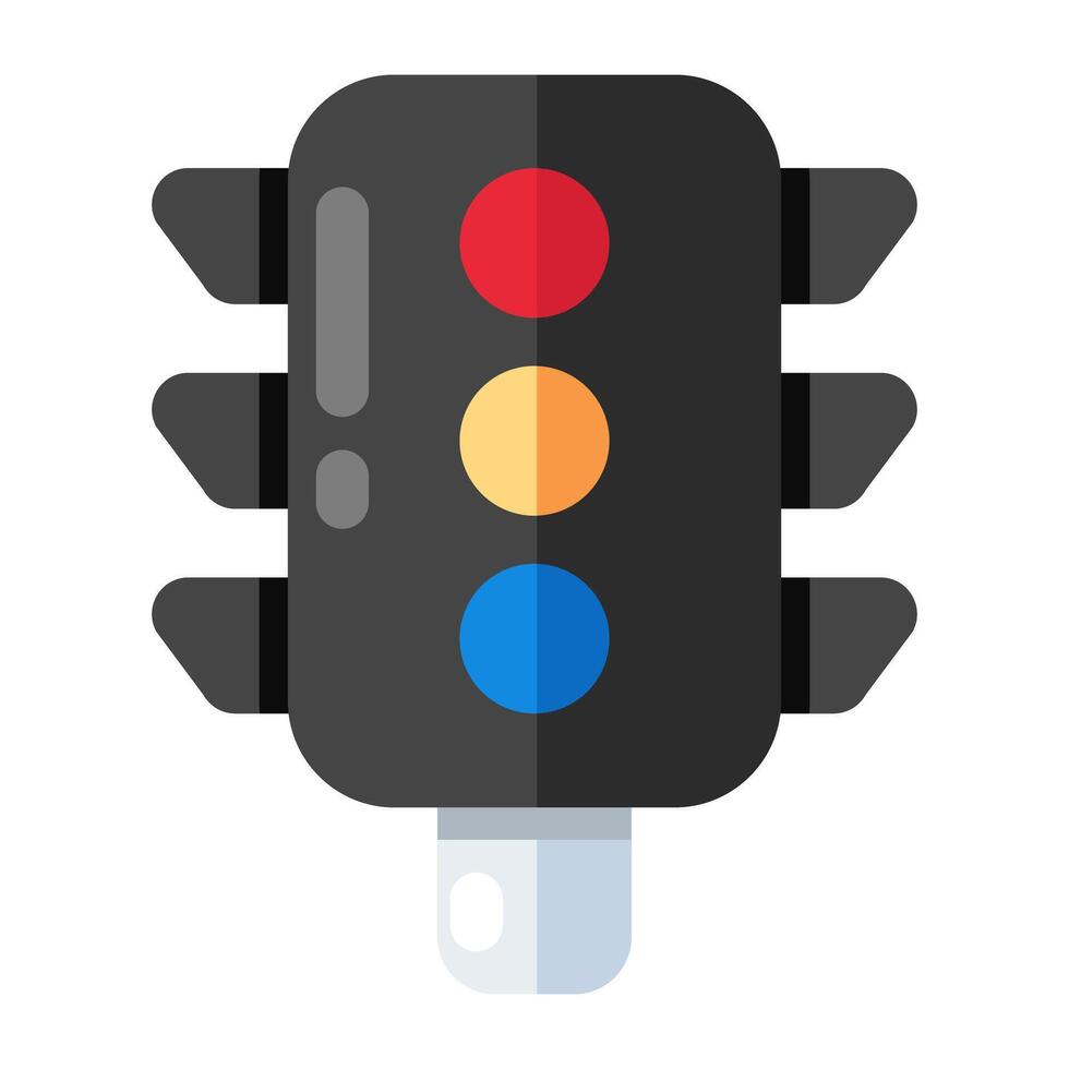 A flat design icon of traffic lights vector