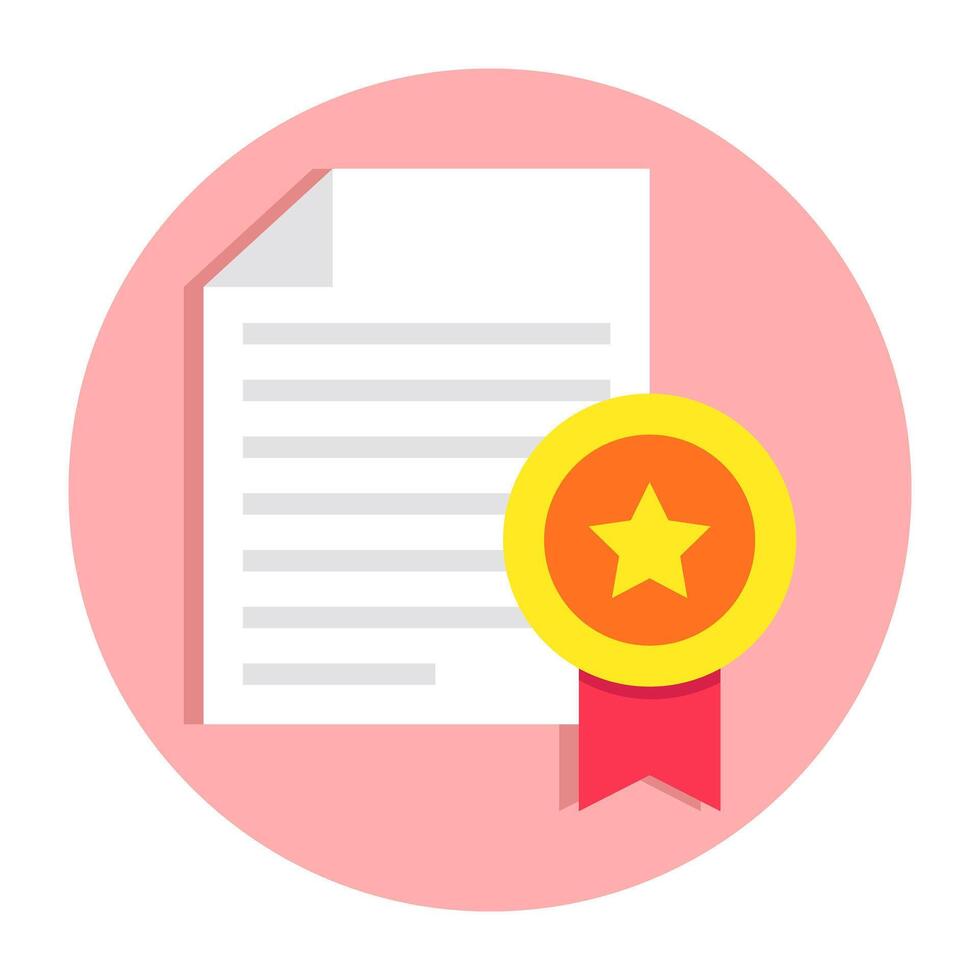 Paper with ribbon, flat design of degree icon vector