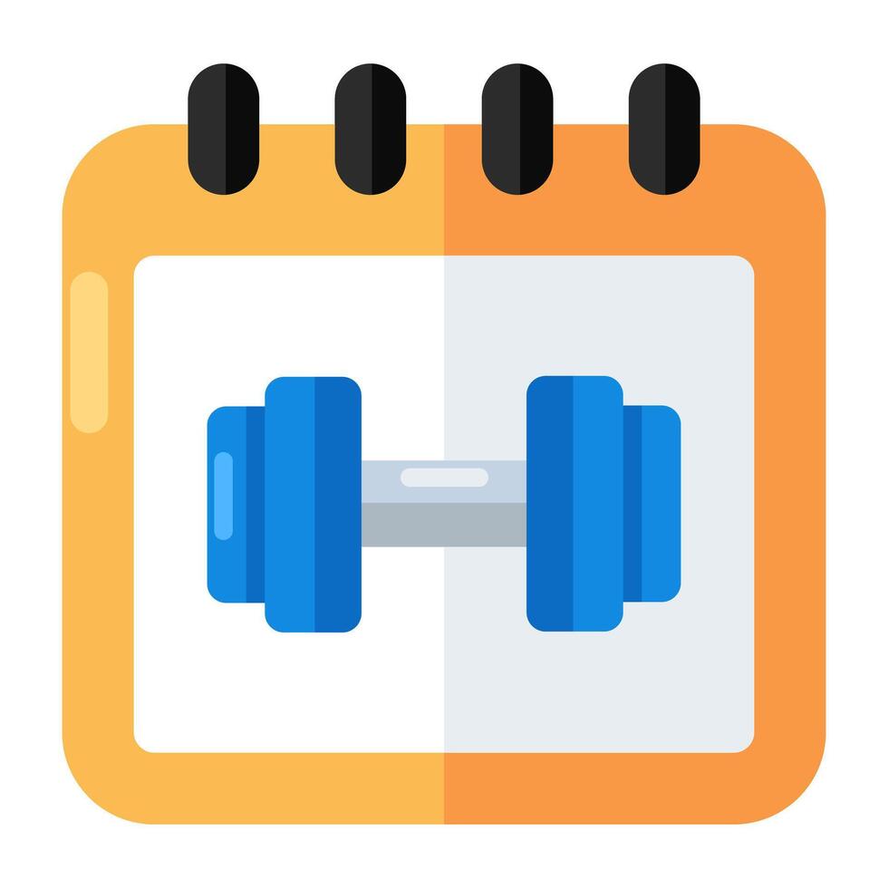 Calendar with dumbbells icon, gym schedule vector