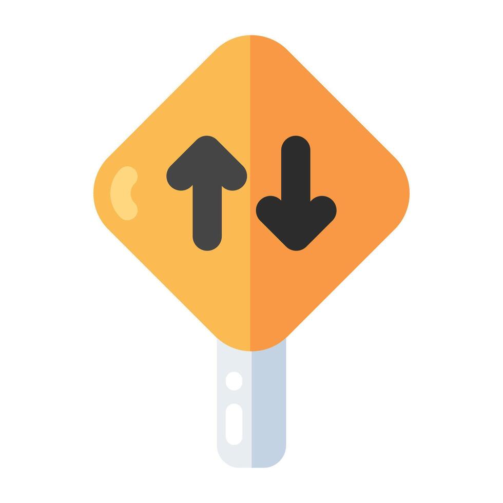 A colored design icon of two way roadboard vector