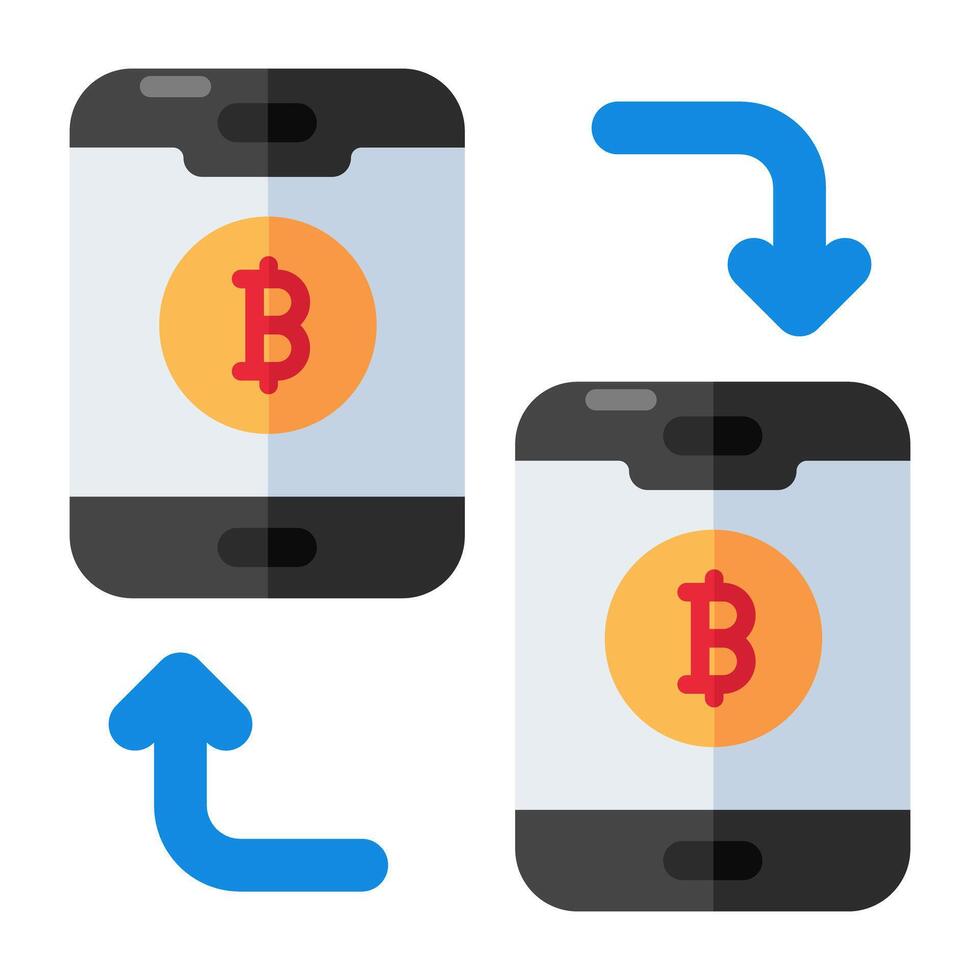 creativo diseño icono de móvil bitcoin transferir vector