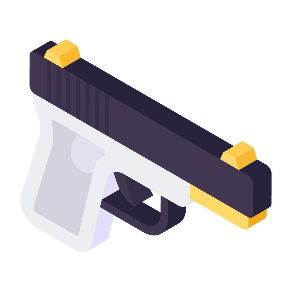 An isometric design icon of gun vector