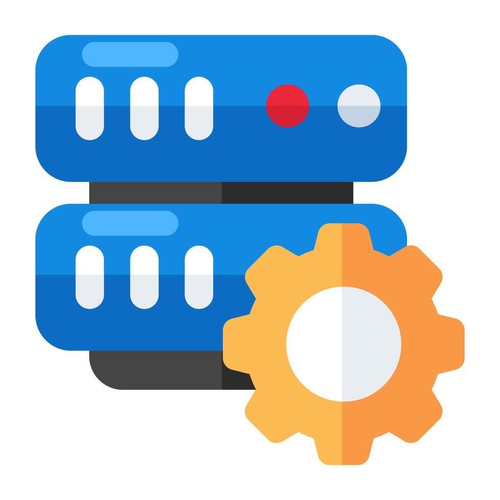 Db rack with gear, icon of server setting vector