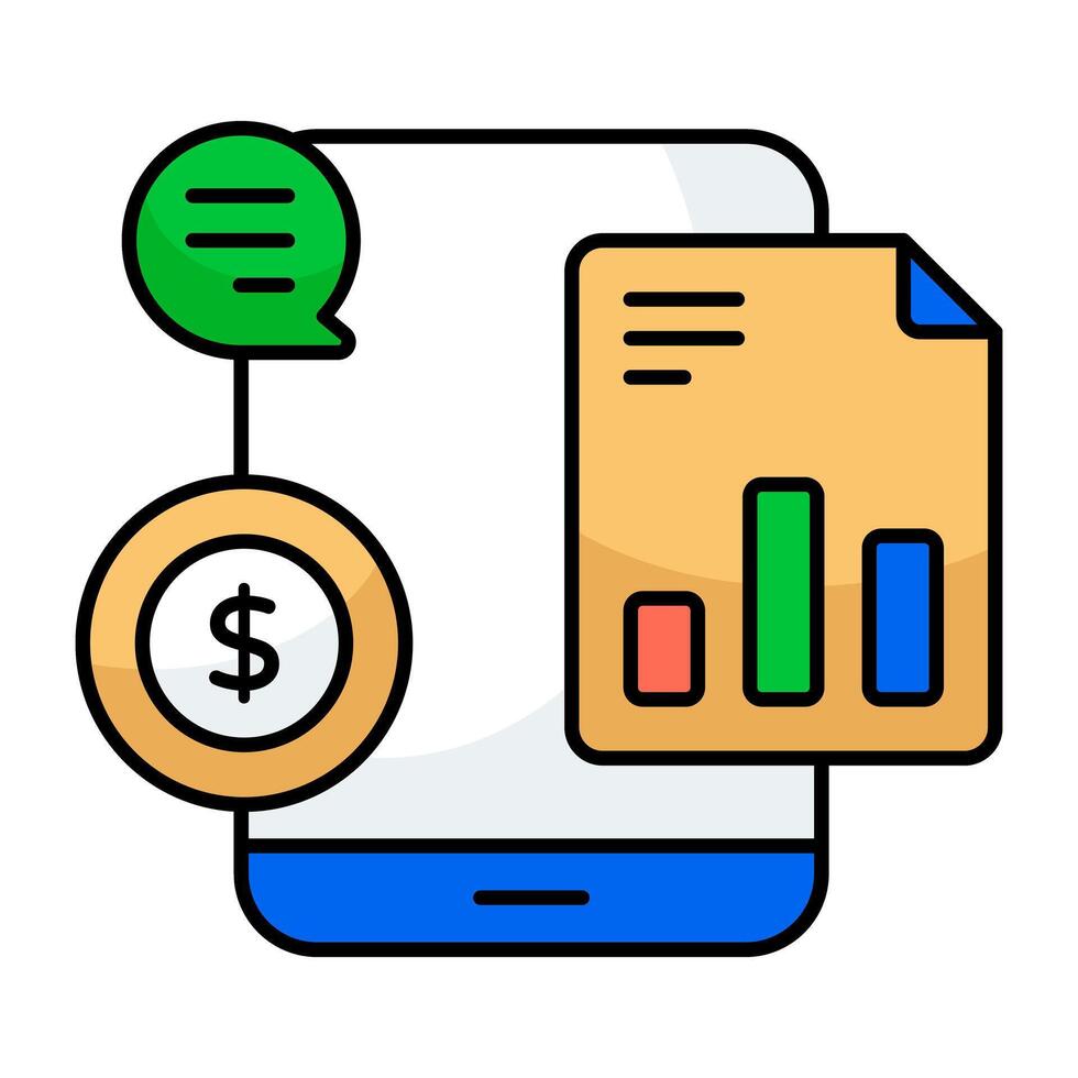 An icon design of mobile business report vector