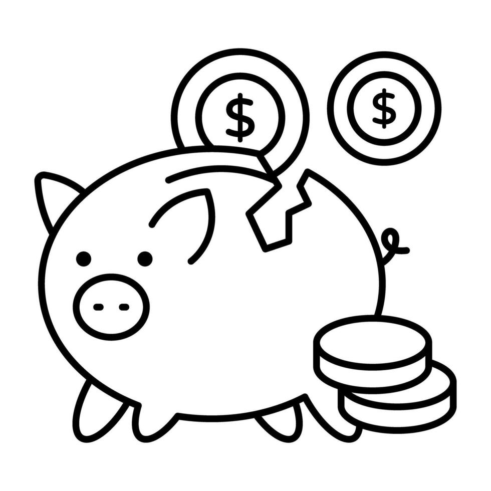 moderno diseño icono de cerdito banco vector