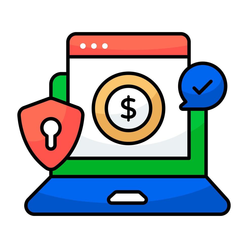 Dollar on webpage, concept of online money icon vector