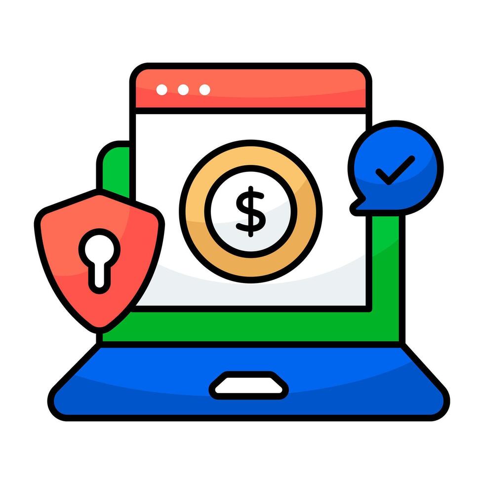 Dollar on webpage, concept of online money icon vector