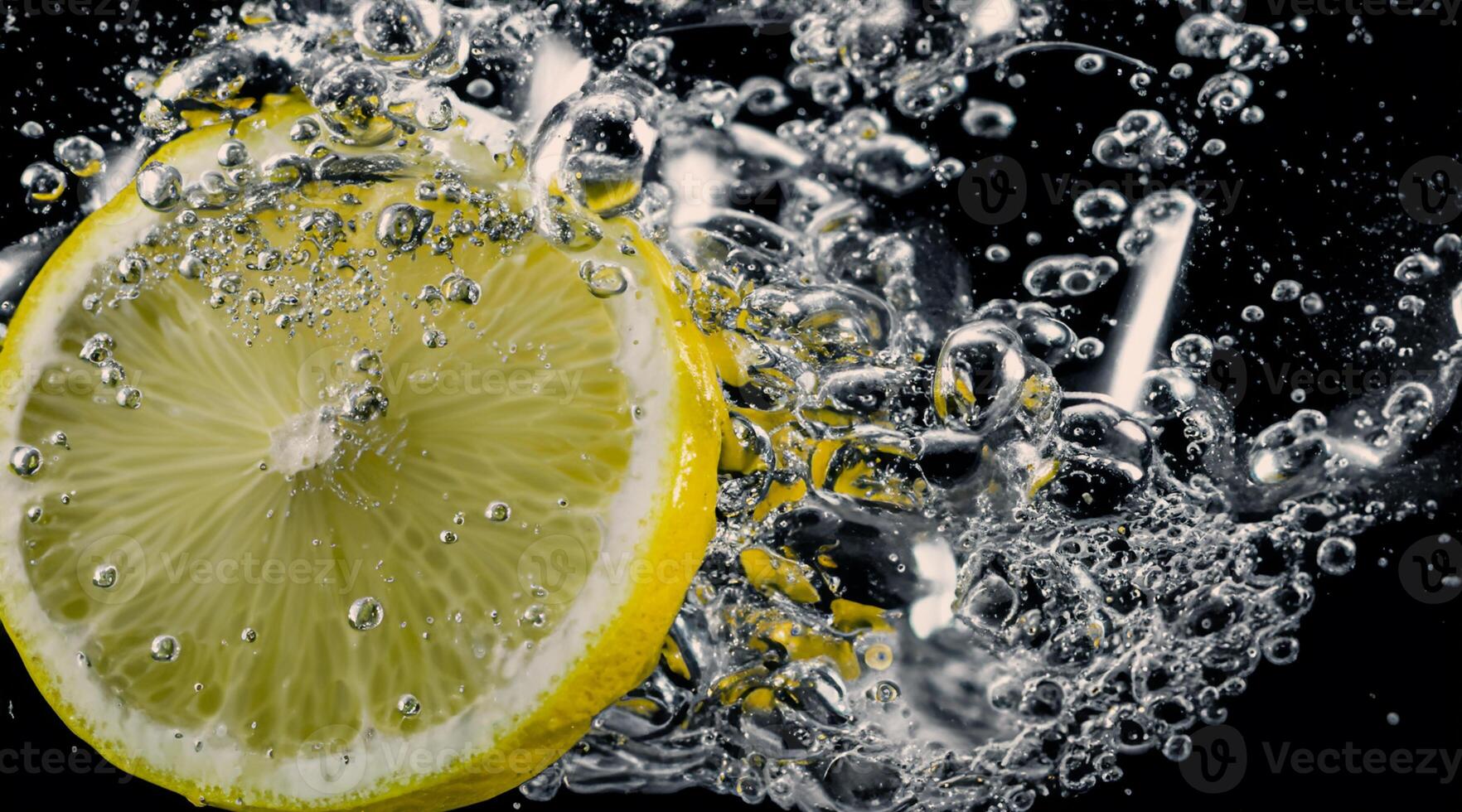 Underwater of freshly squeezed sweetened lemonade cold refreshing drink photo