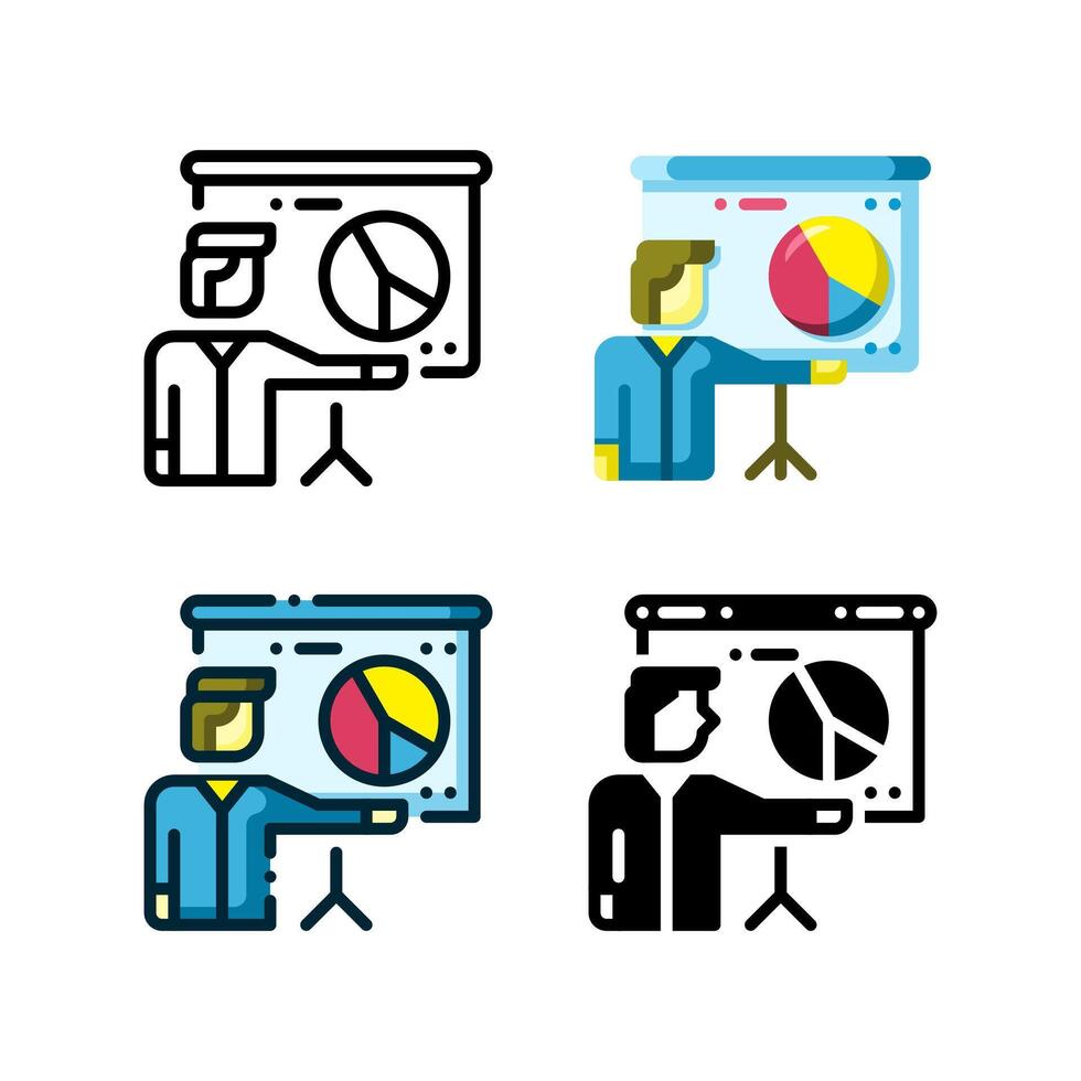Presentation icon represented with person and whiteboard vector