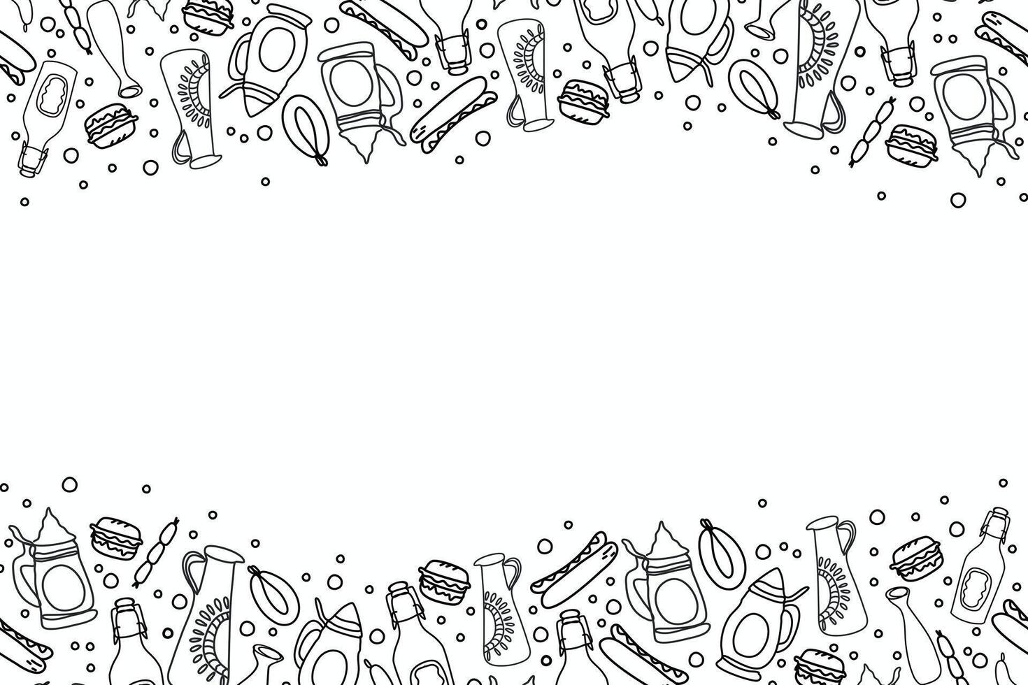 Beer festival background doodle. Oktoberfest German festival. Vector illustration