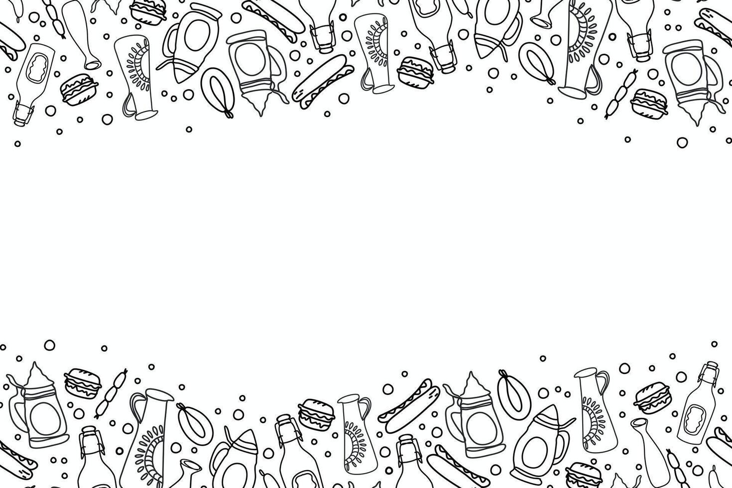 Beer festival background doodle. Oktoberfest German festival. Vector illustration