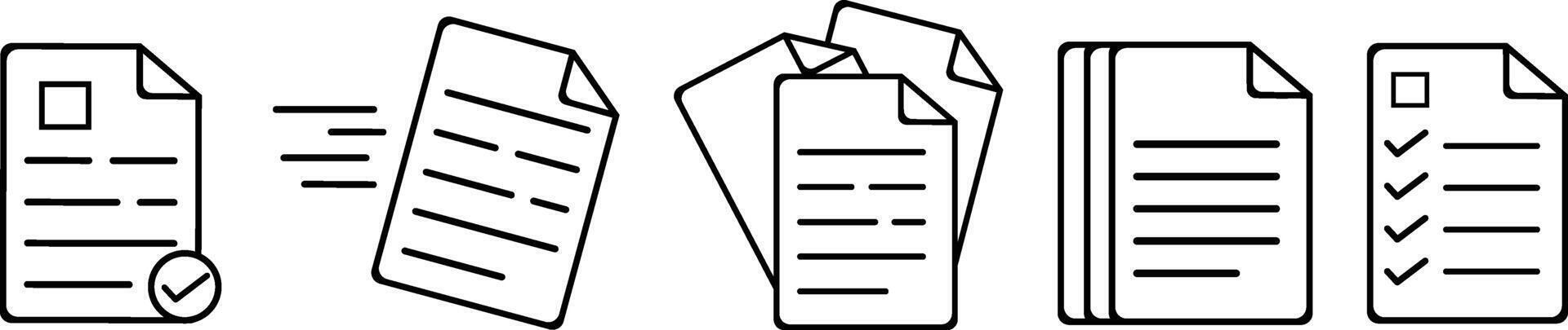 Paper documents icons. Linear File icons. vector