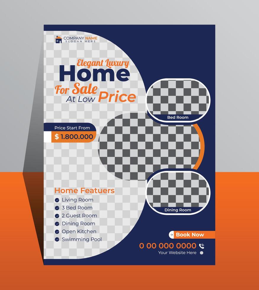 Real estate property for sale poster or flyer template design. vector