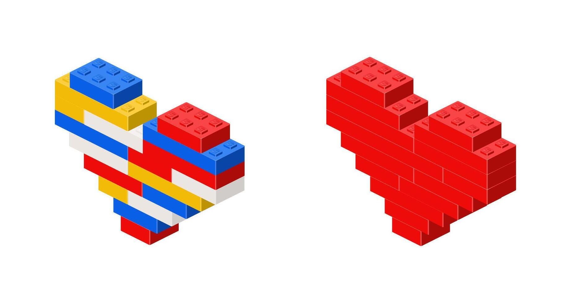 Set of hearts in isometry. Vector illustration