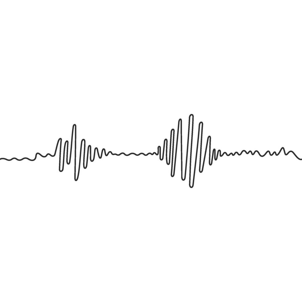 Sound wave different shape. Continuous one line drawing. Amplitude movement. Podcast concept. Adjustable black stroke Transparent background. Single outline doodle noise design. Vector illustration.