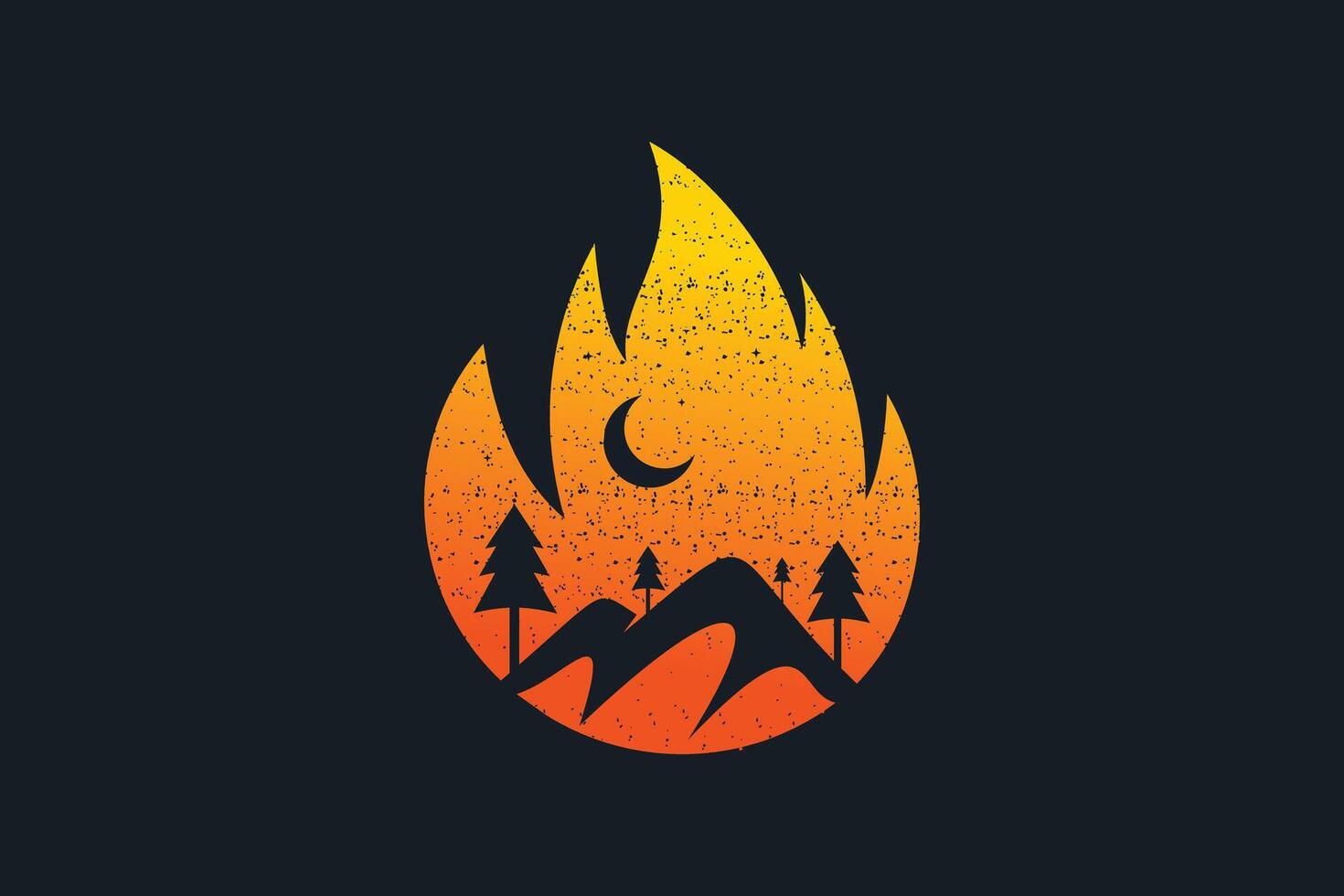 fuego montaña logo diseño creativo concepto sencillo estilo vector