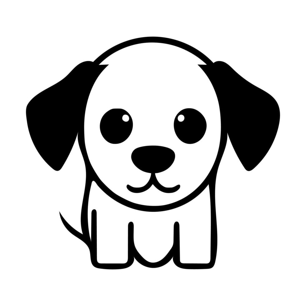 Cute dog vector black and white cartoon character design collection. White background. Pets, Animals.