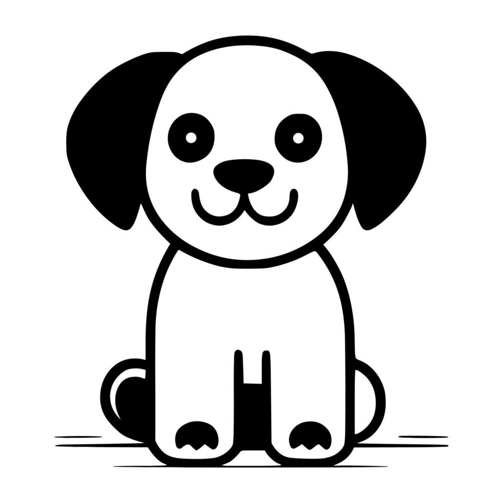 Cute dog vector black and white cartoon character design collection. White background. Pets, Animals.