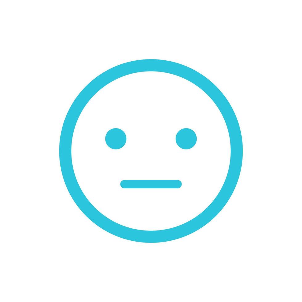 Serious emoji face, emoticon feelings, drawing isolated on white background, from blue icon set. vector