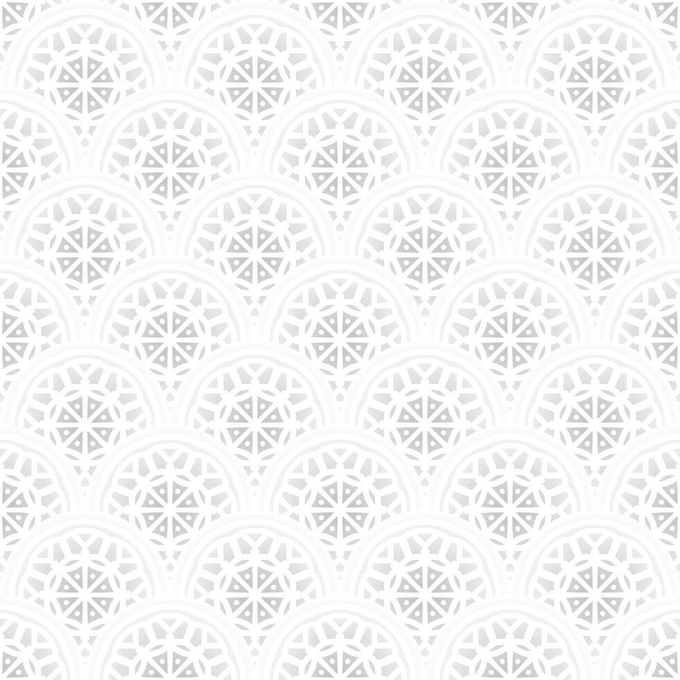 Vector seamless pattern with scales and ornament of mandala. Vector black and white seamless background. The Art Nouveau style. Best for fabric, wrapping paper and home decor