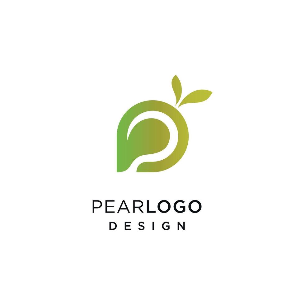 Pear initial letter P, modern pear plantation design illustration vector