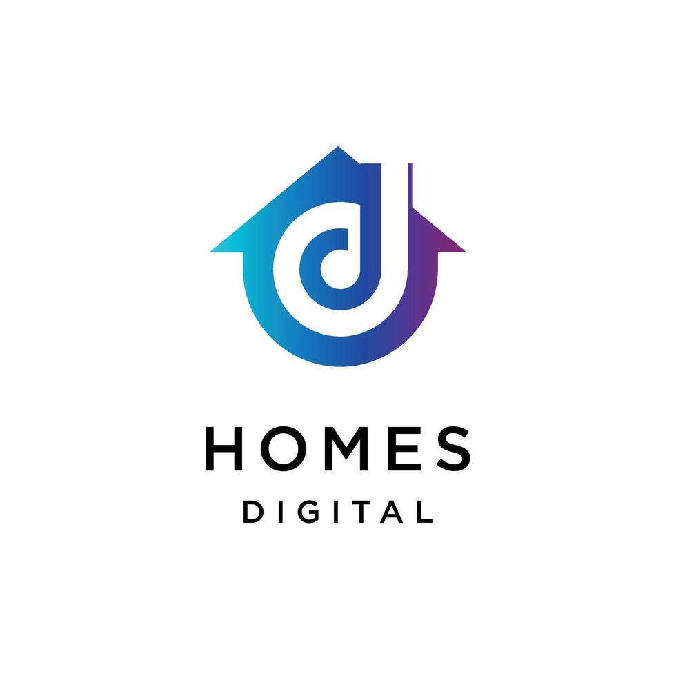 Home security logo inspiration with letter d and arrow elements vector