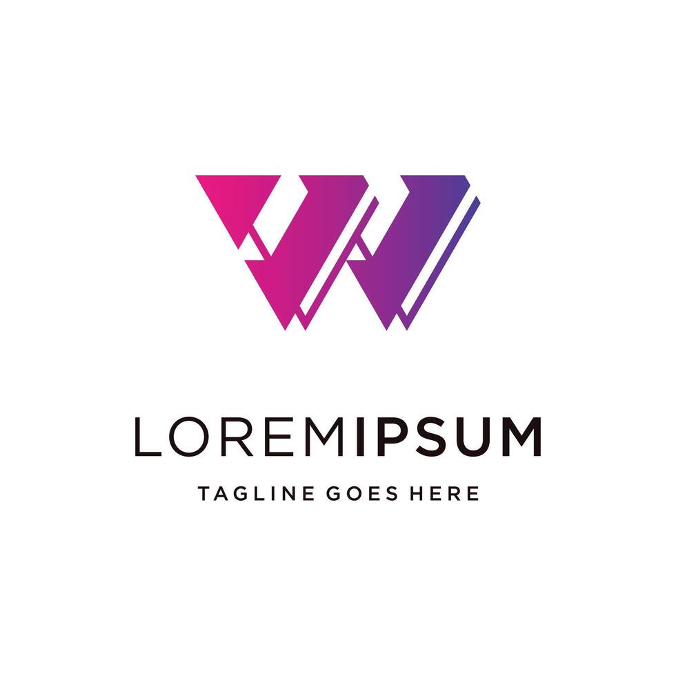 W letter monogram, easy to edit illustration logo design icon with gradient colors vector