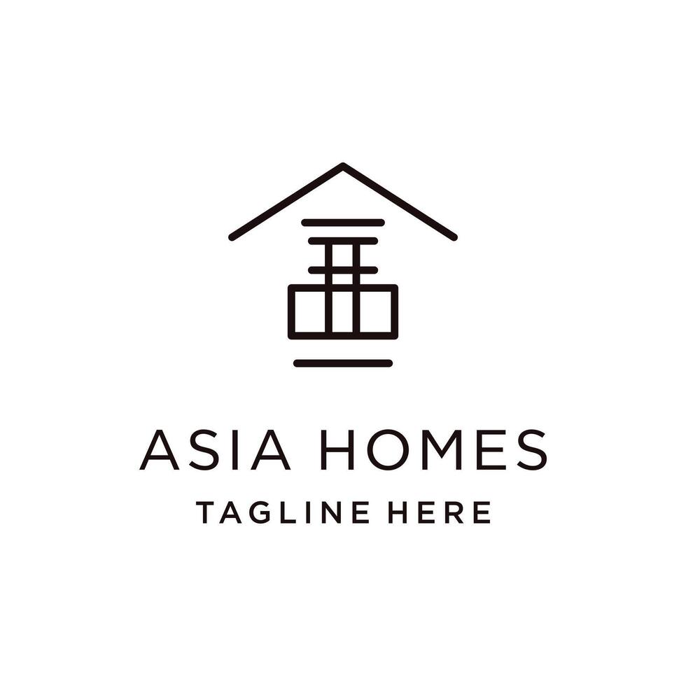 Hand drawn Asian house logo, design concept inspiration vector