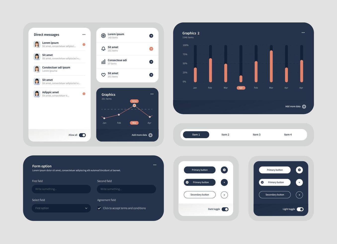 Elegant Collection of ui ux elements for web design, app design. Ux dashboard user panel template. User interface, experience. vector