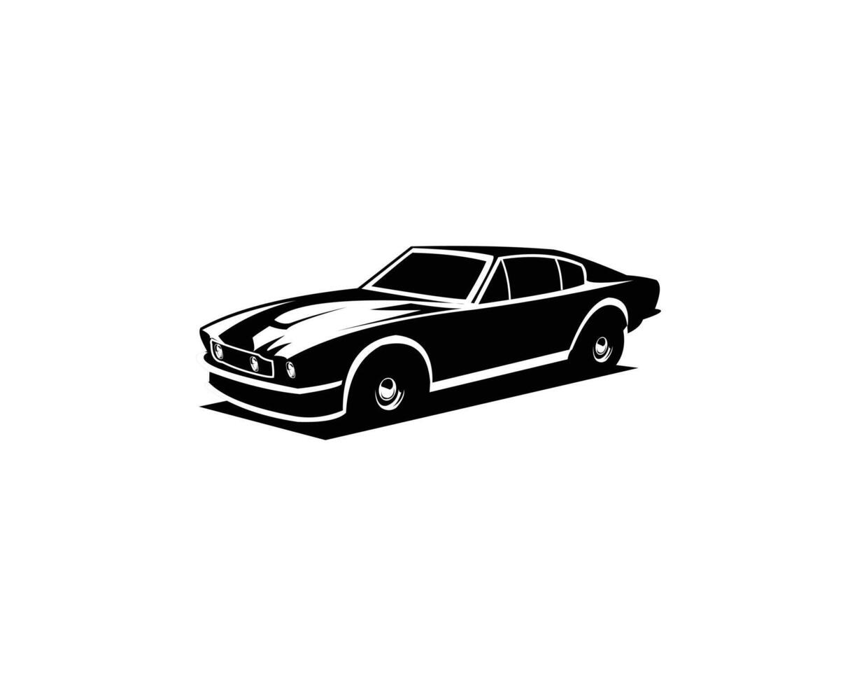 Clásico coche logo 1964 aston martín silueta. aislado blanco antecedentes mostrado desde el lado. sencillo prima vector diseño. mejor para logo, insignia, emblema, icono, pegatina diseño. disponible en eps 10