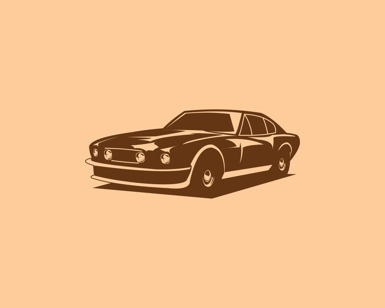 aislado vector ilustración de un antiguo 1964 aston martín dbs coche mostrado desde el lado. mejor para insignia, icono y pegatina diseño.