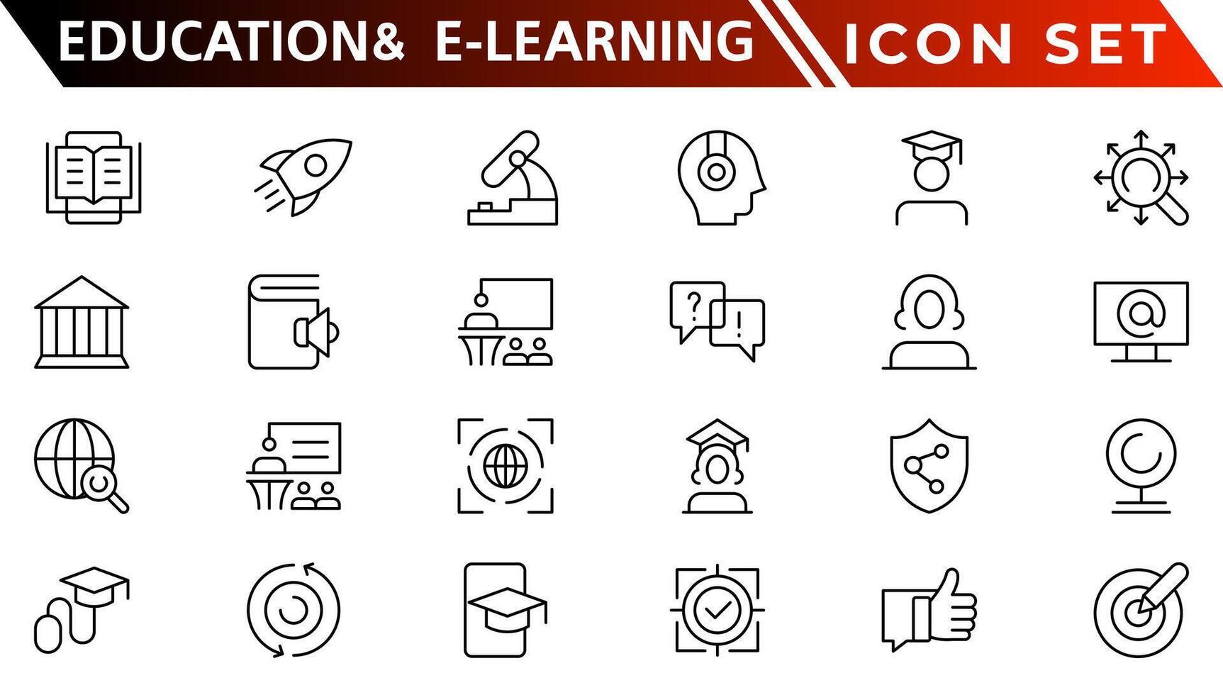 Education and E-Learning web icons in line style. School, university, textbook, learning. Vector illustration