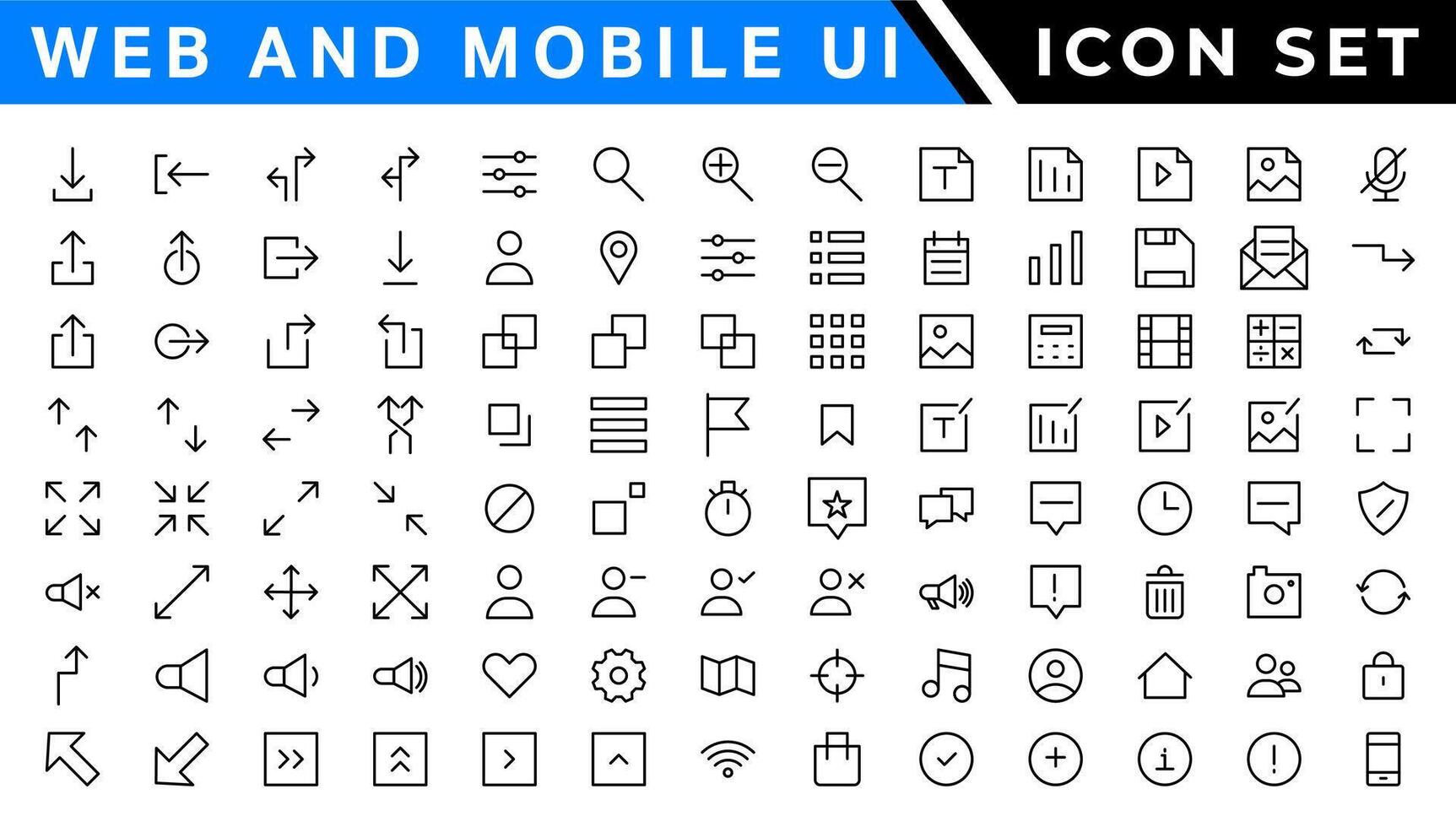 UI icons set. Vector. For mobile, web, social media, business. User interface elements for mobile app. Simple modern design. vector