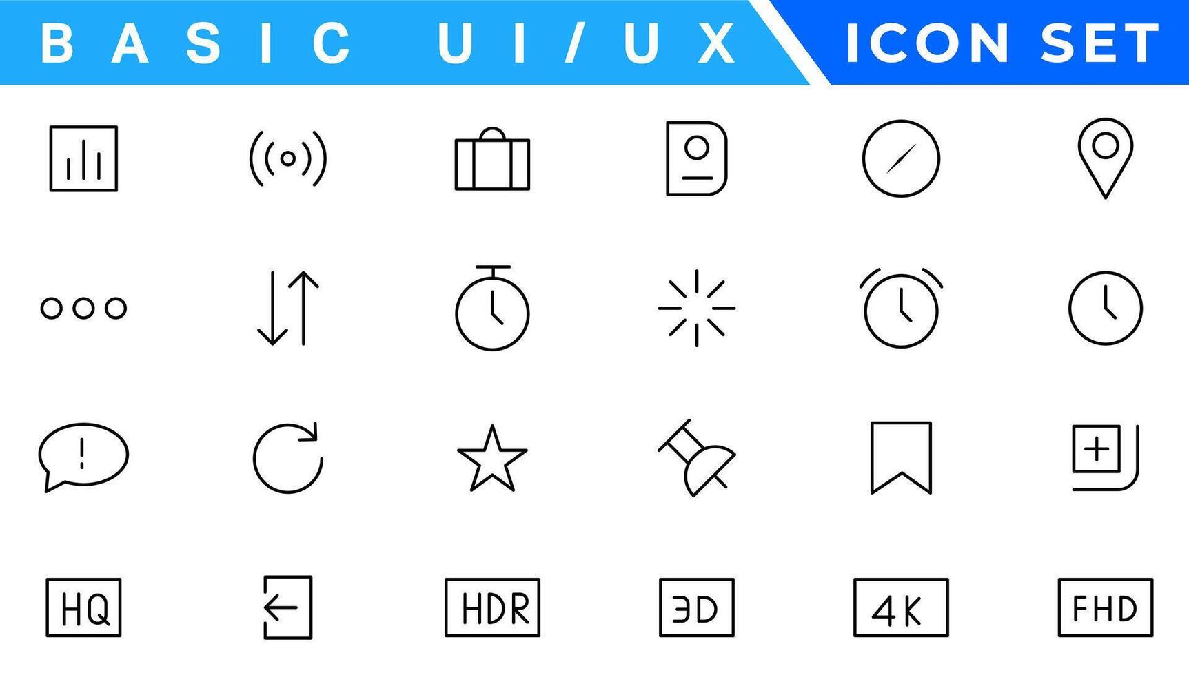 Basic ui ux icon set. Set icon of user interface. Vector illustration. editable stroke