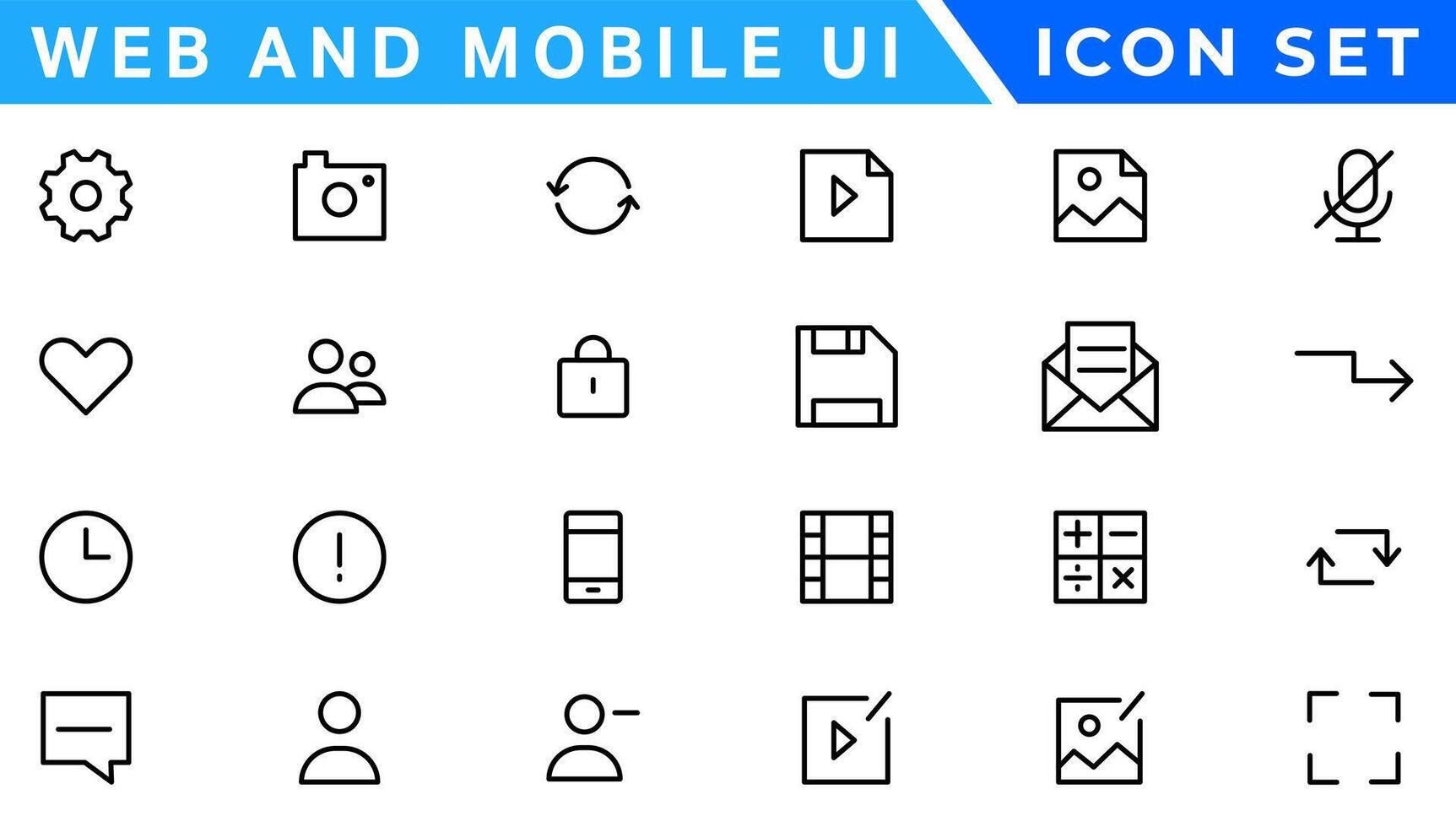 UI icons set. Vector. For mobile, web, social media, business. User interface elements for mobile app. Simple modern design. vector