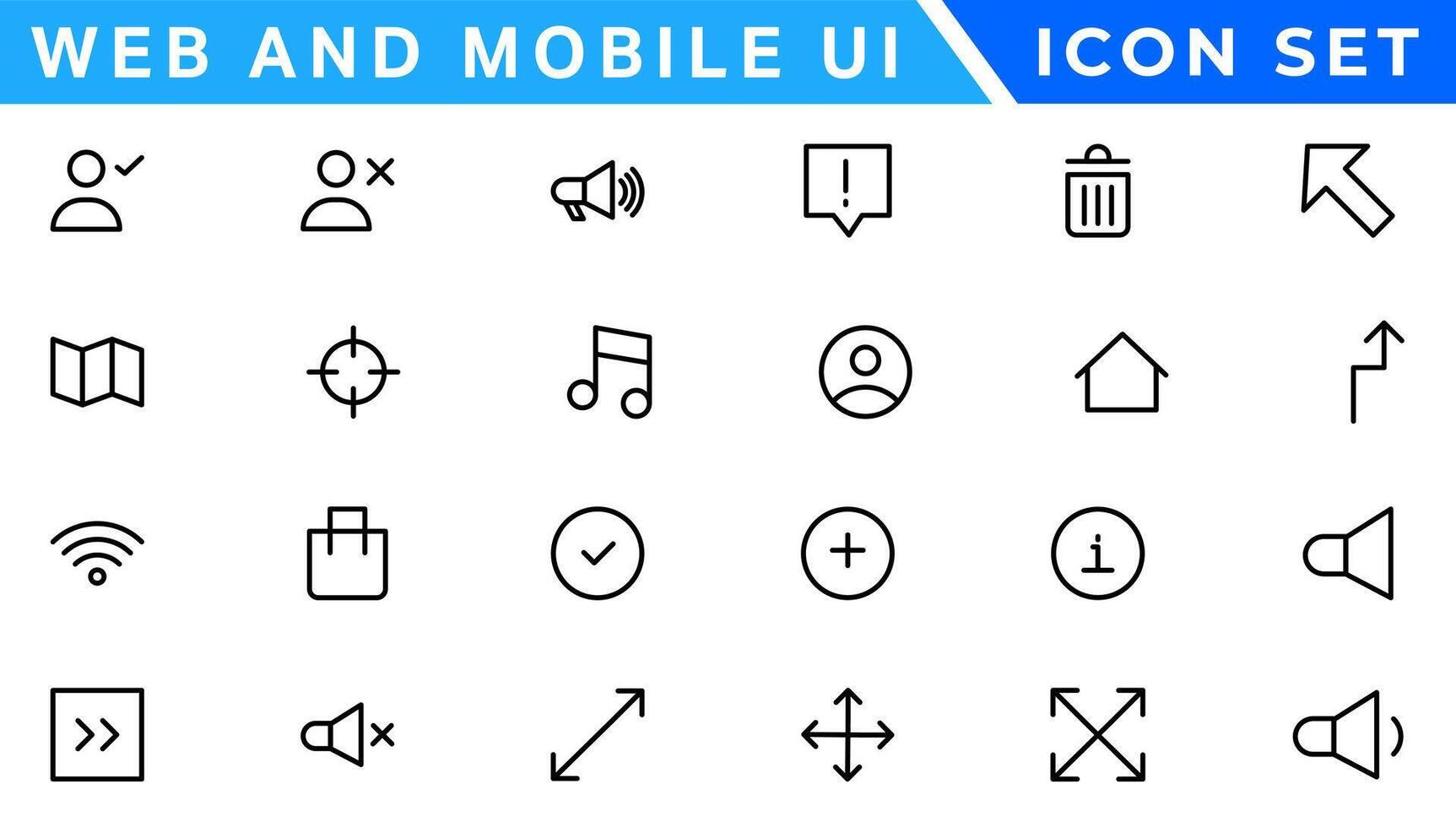 UI icons set. Vector. For mobile, web, social media, business. User interface elements for mobile app. Simple modern design. vector