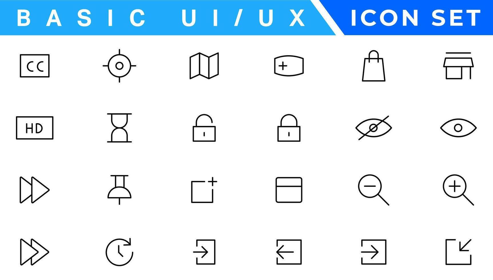 Basic ui ux icon set. Set icon of user interface. Vector illustration. editable stroke