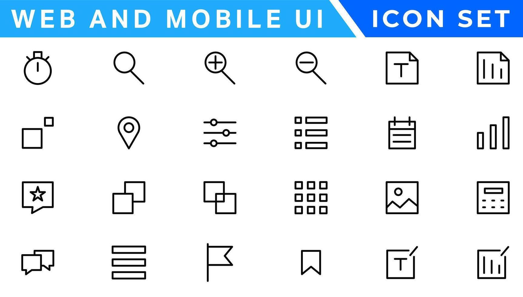 UI icons set. Vector. For mobile, web, social media, business. User interface elements for mobile app. Simple modern design. vector