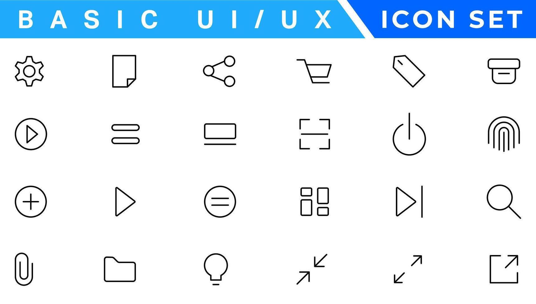 básico ui ux icono colocar. conjunto icono de usuario interfaz. vector ilustración. editable carrera