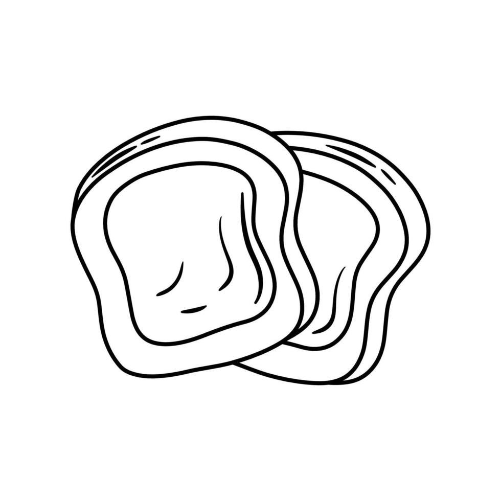 Toast line art drawing for breakfast food vector illustration