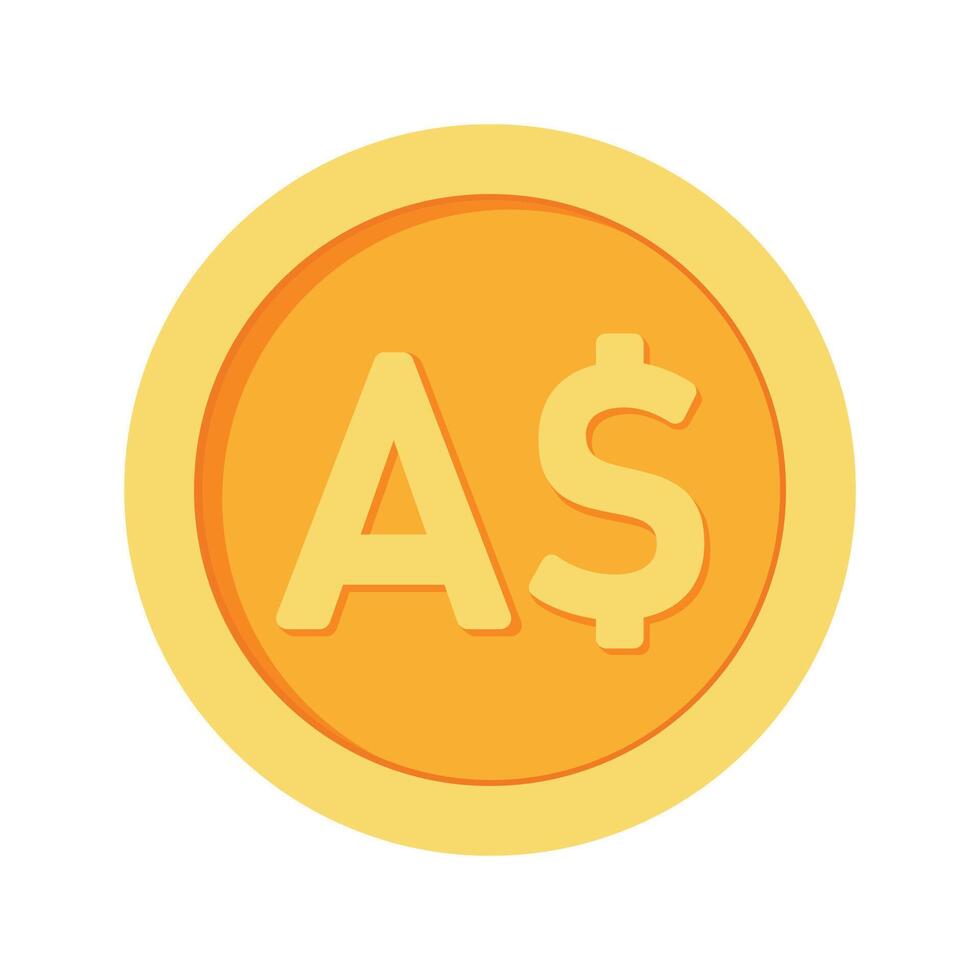 Australian Dollar Coin Australia Money Currency Icon Clipart for Business and Finance Element Vector Illustration