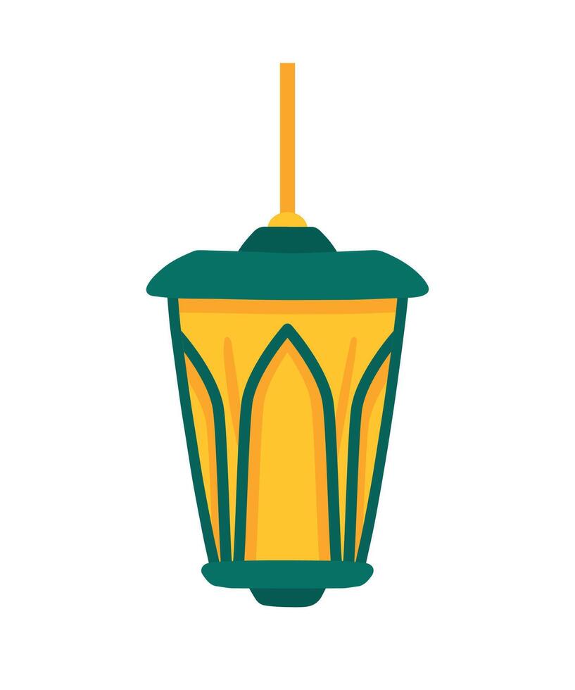 Hanging Lantern Doodle for Islamic Header Element Decoration in Cartoon Vector Illustration