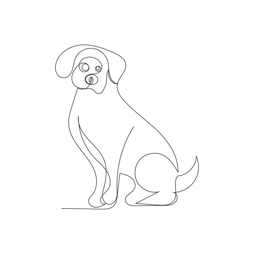dog one line art logo design icon vector