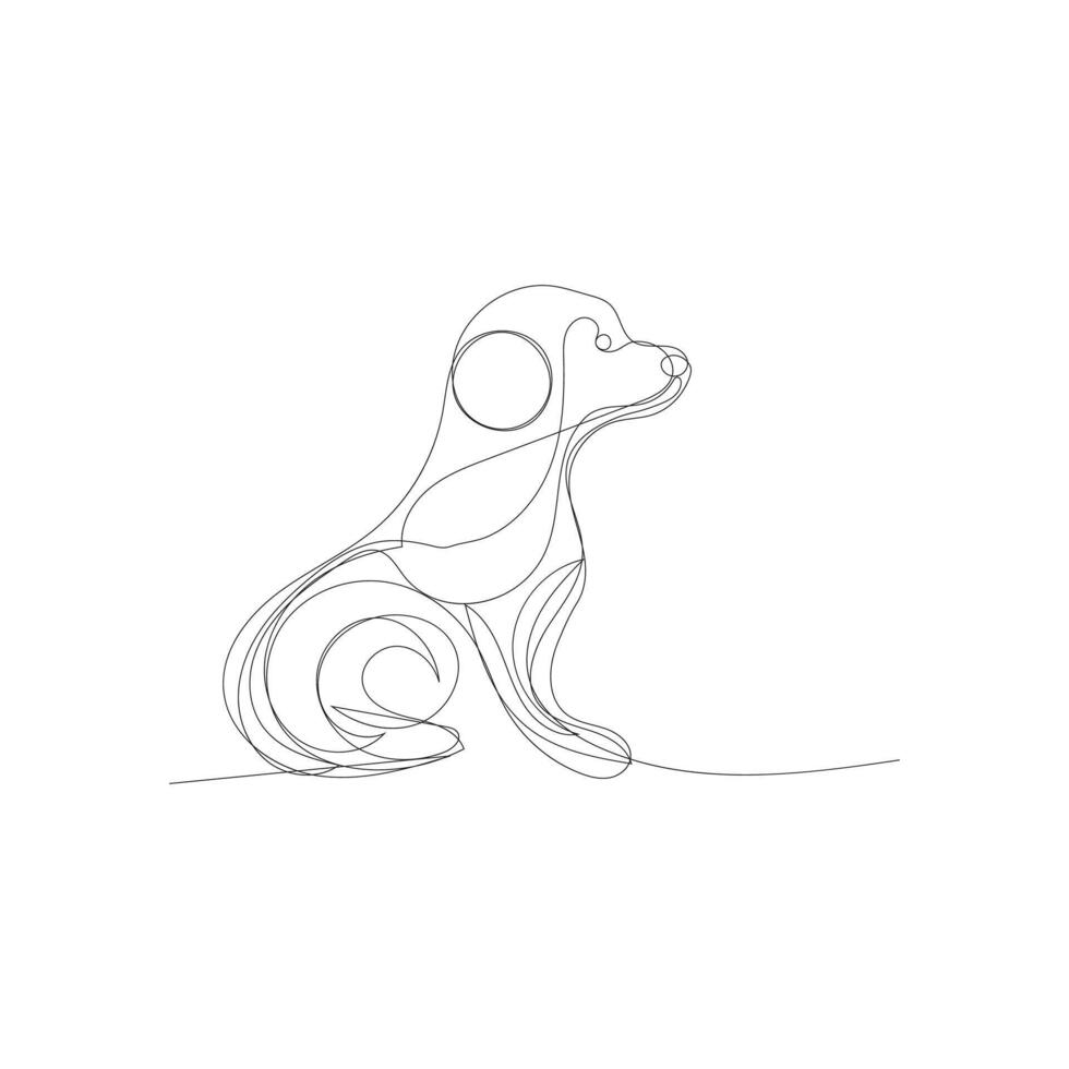 dog one line art logo design vector