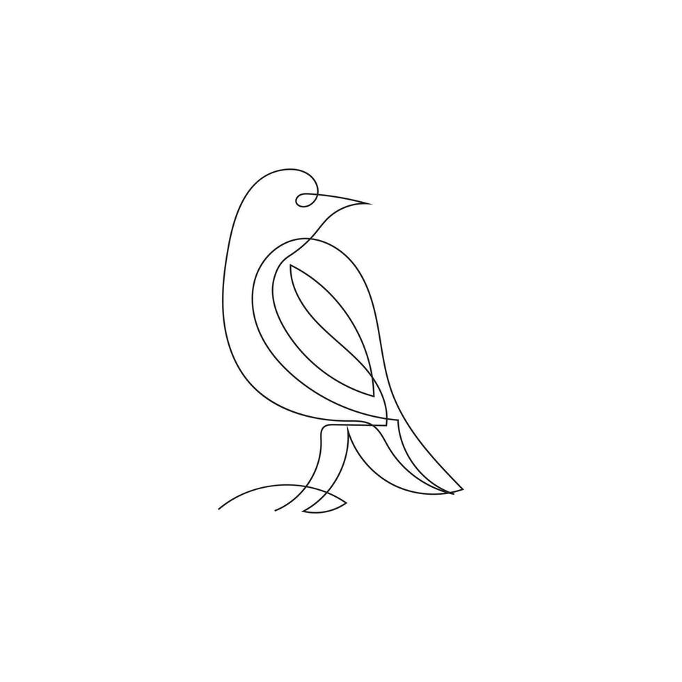 bird one line art logo design vector