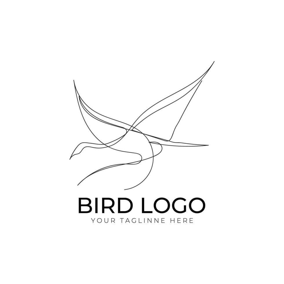 bird one line art logo design vector