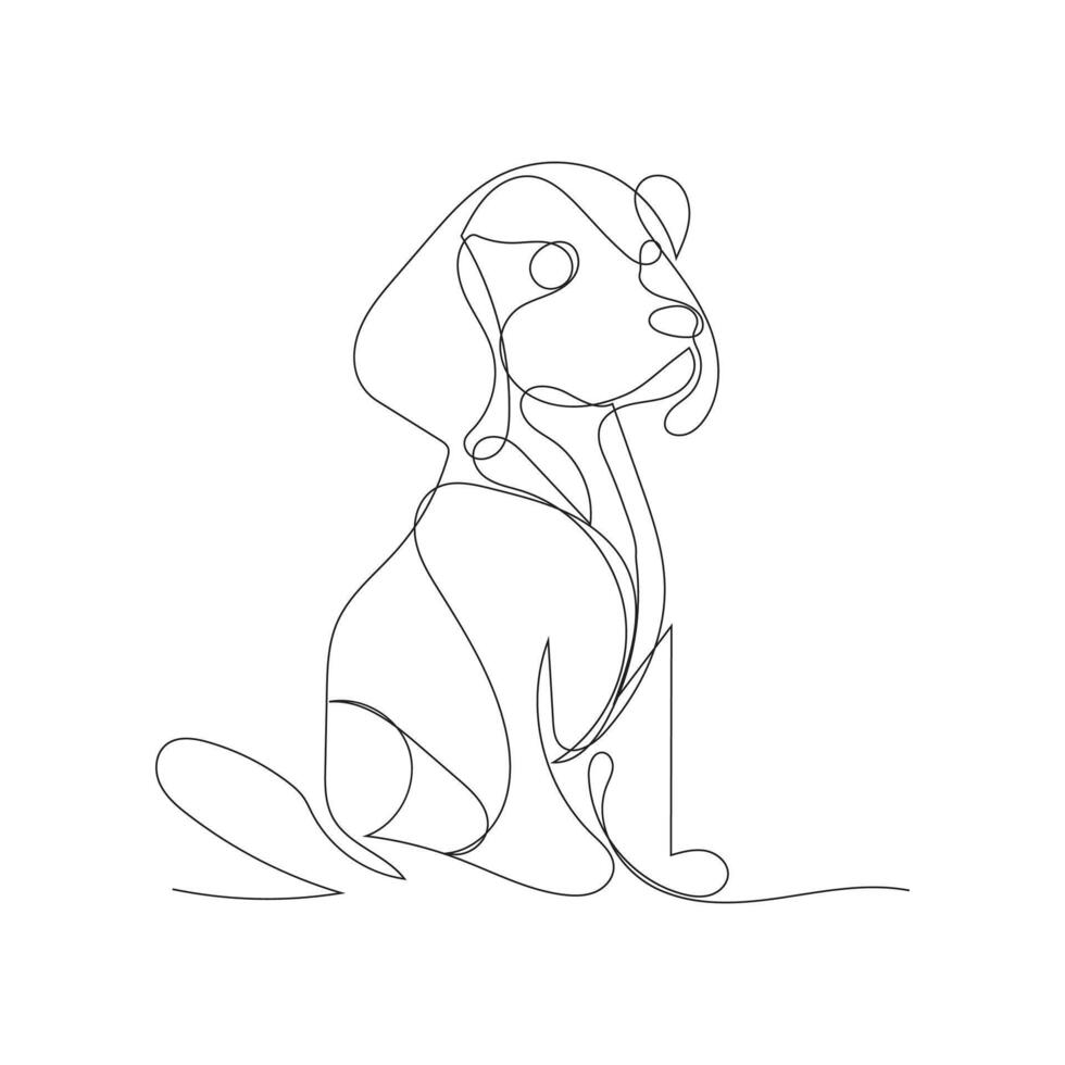 dog one line art logo design vector